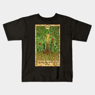 Queen Of Pentacles. Minor Arcana Tarot Card Design. Kids T-Shirt